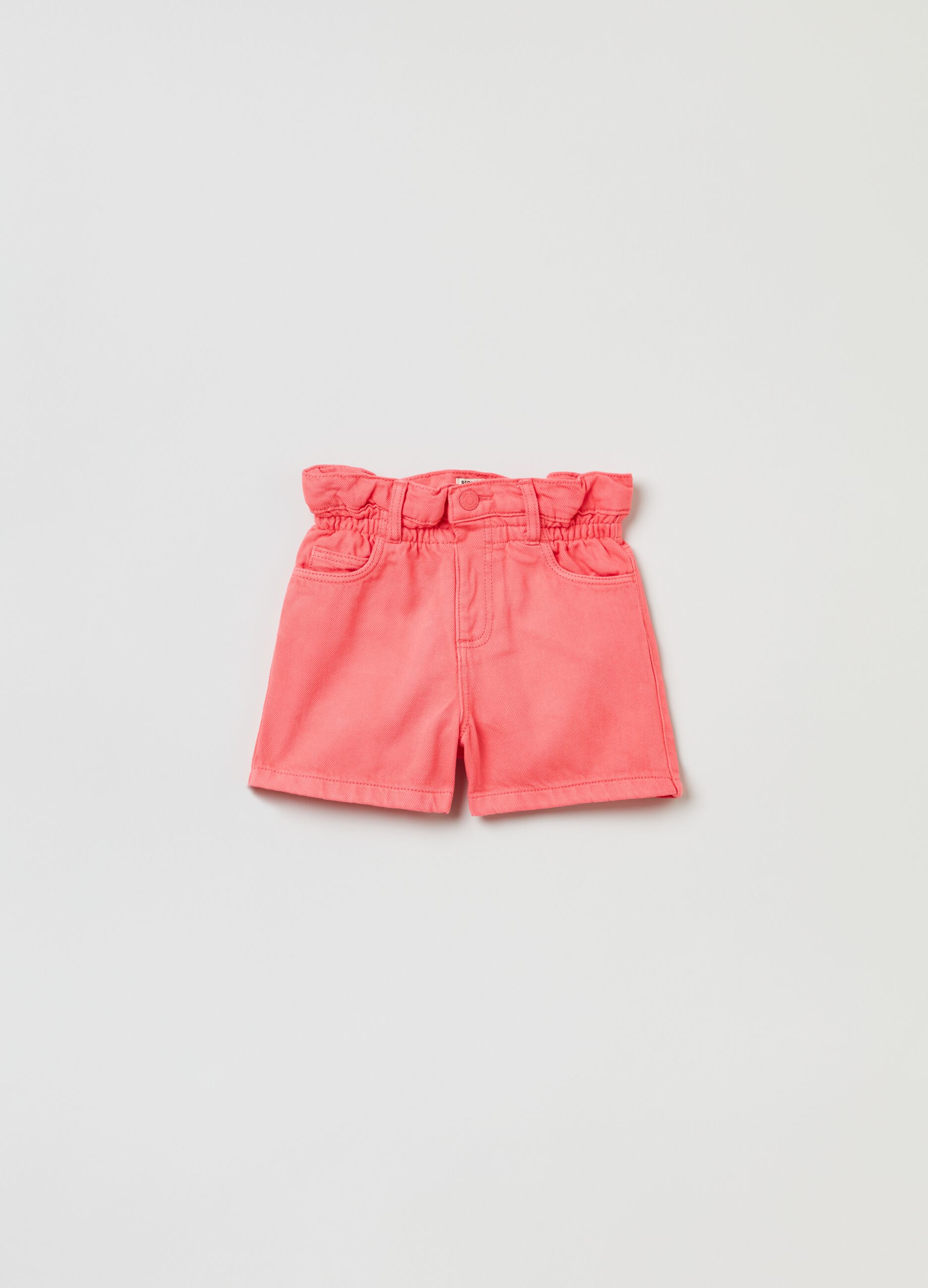 Paper bag shorts in cotton twill