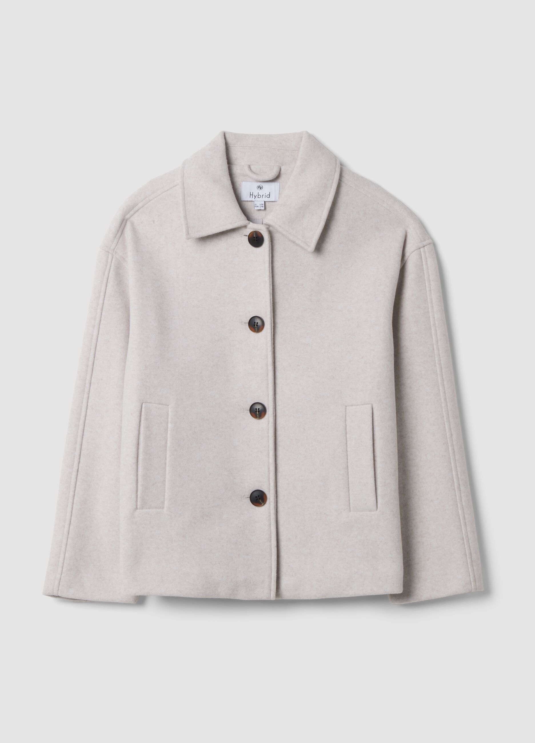 Giacca sabbia regular fit con colletto e bottoni