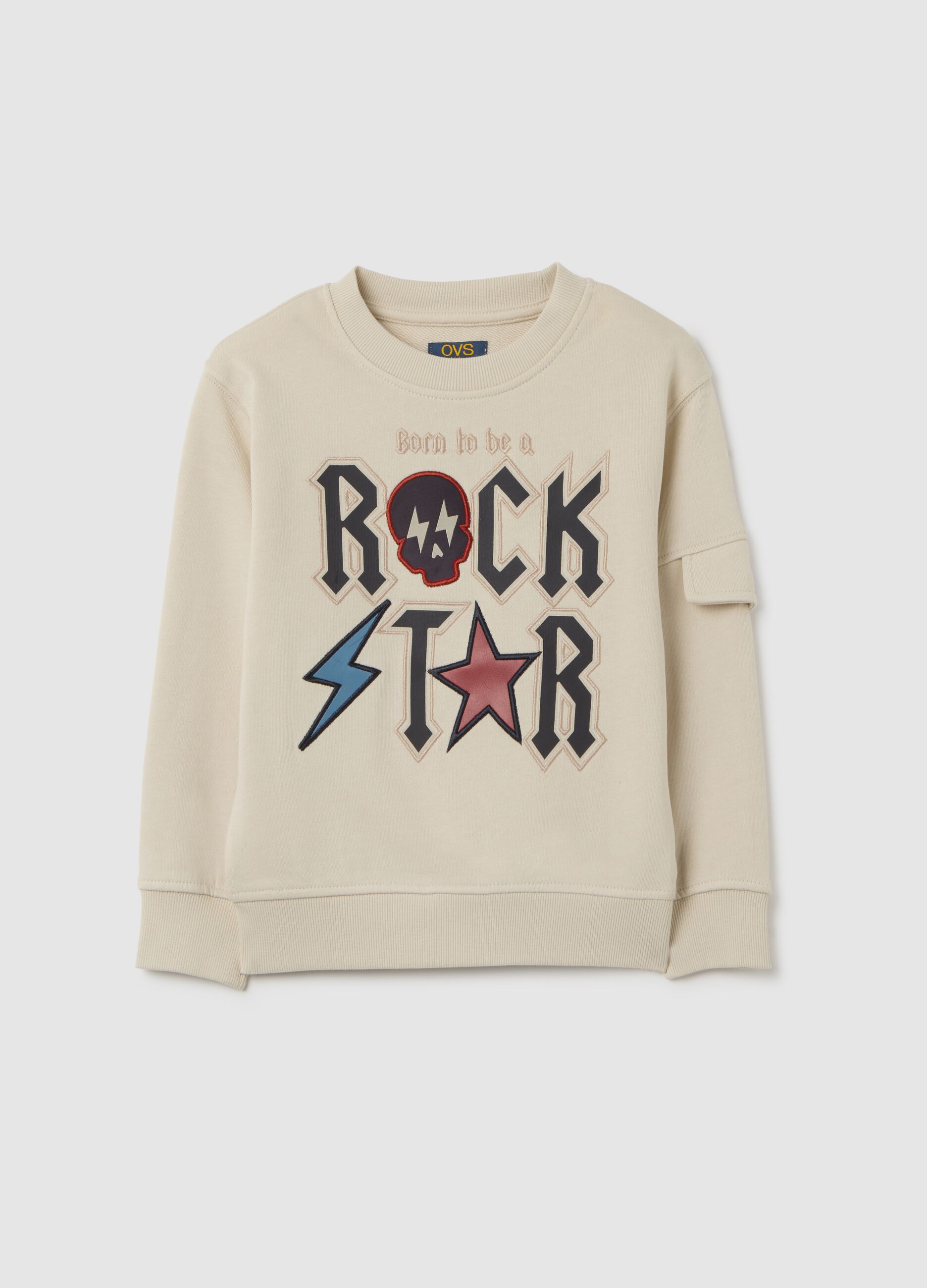 Kids' oversized beige pure cotton sweatshirt