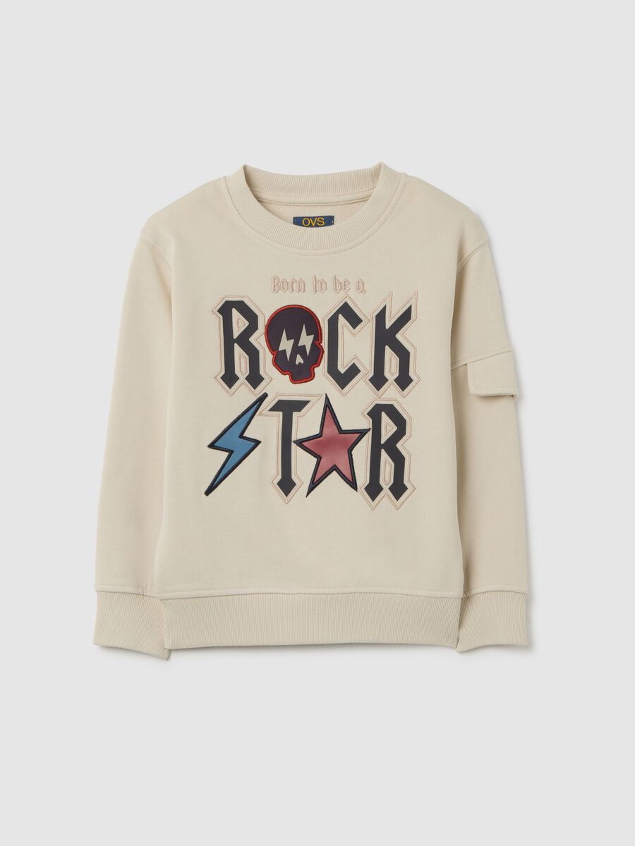 Kids' oversized beige pure cotton sweatshirt_0