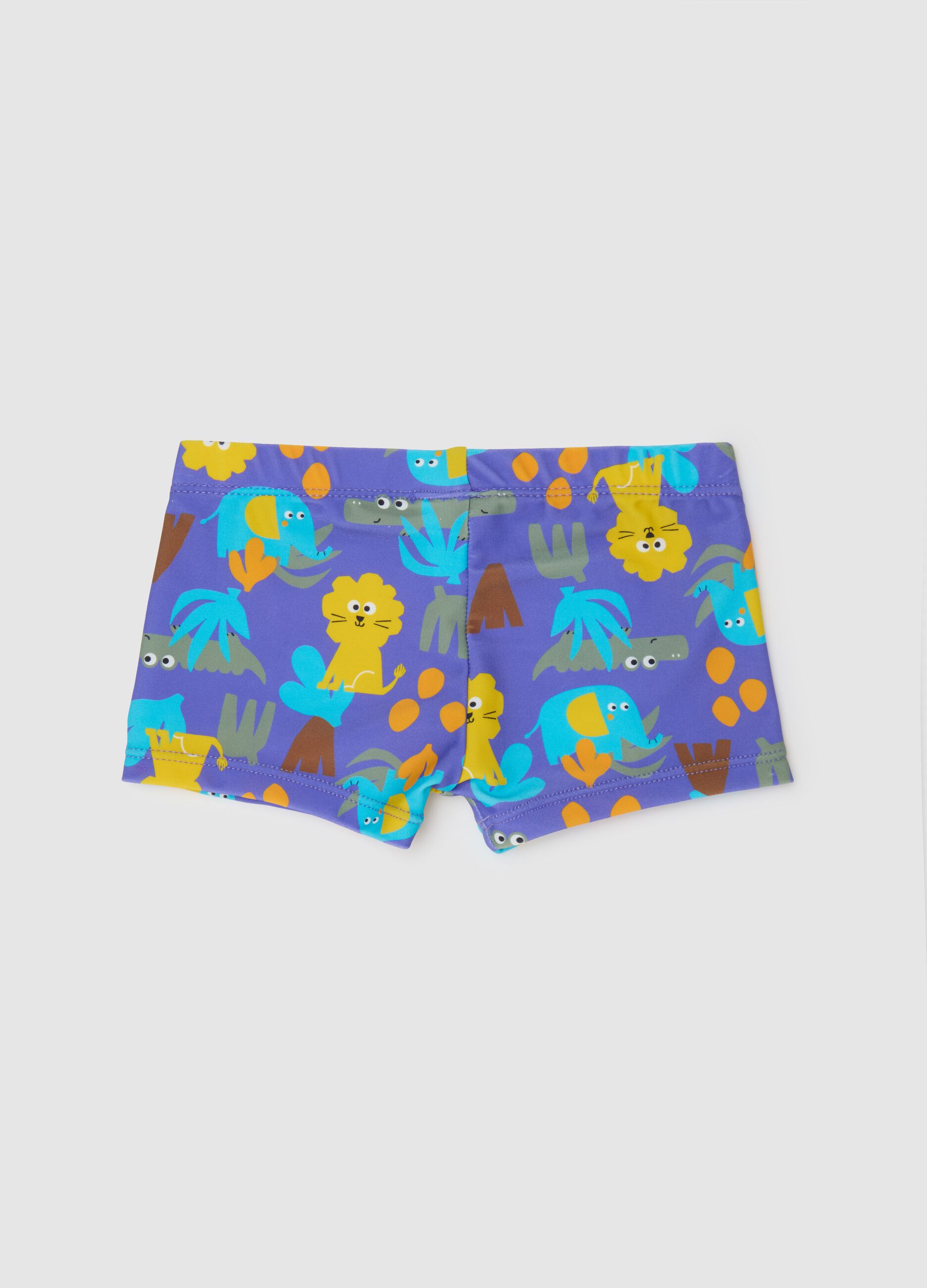Boys’ swim briefs in multicoloured stretch fabric