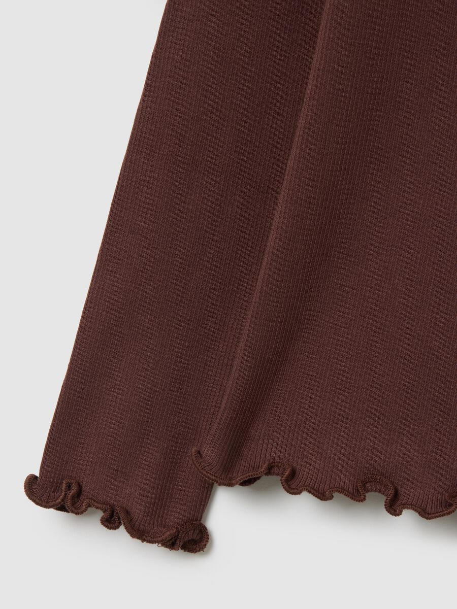 Maglia da bambina in misto cotone elasticizzato marrone regular fit_3