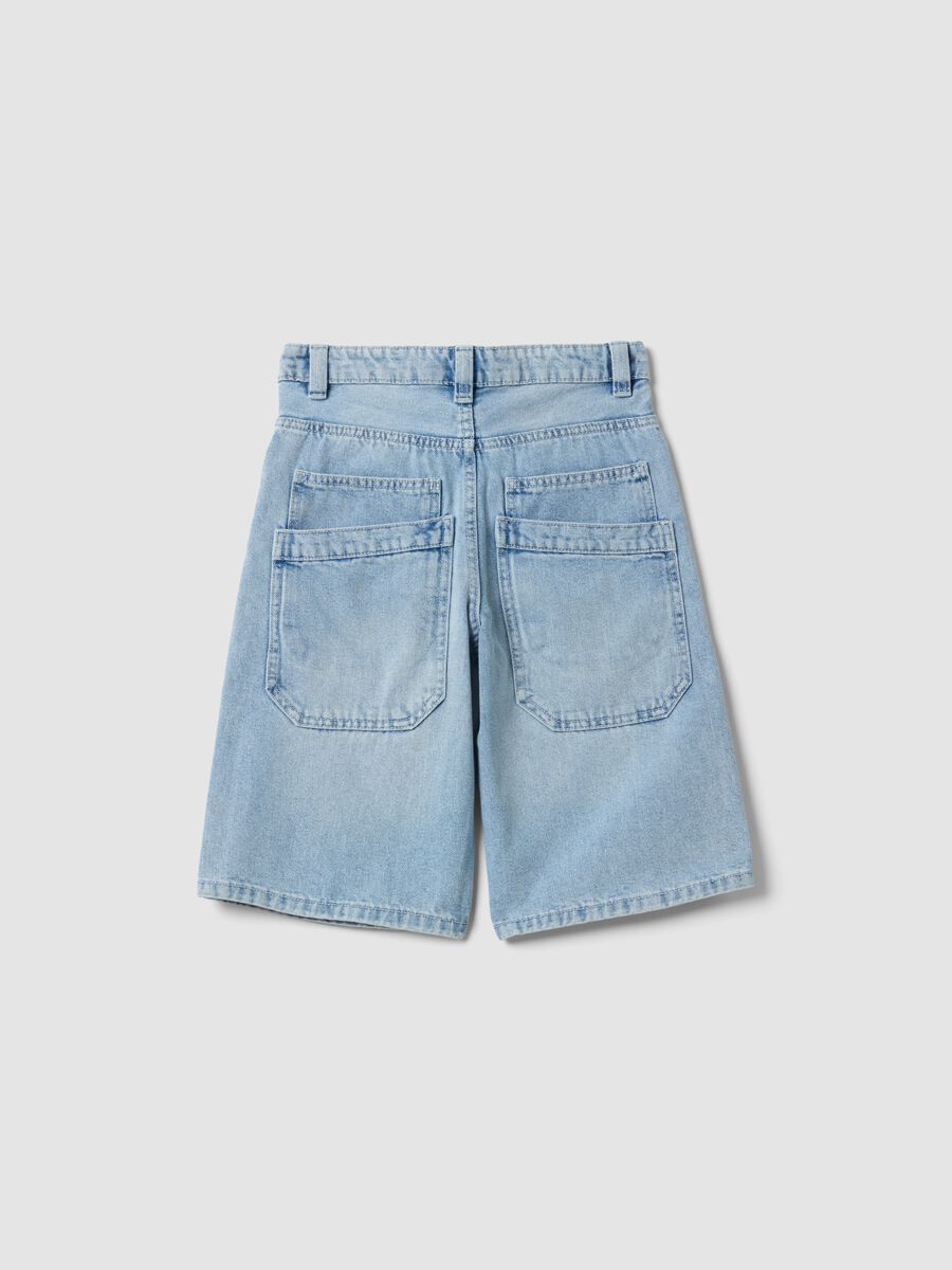 Light blue denim shorts in cotton-viscose blend_1