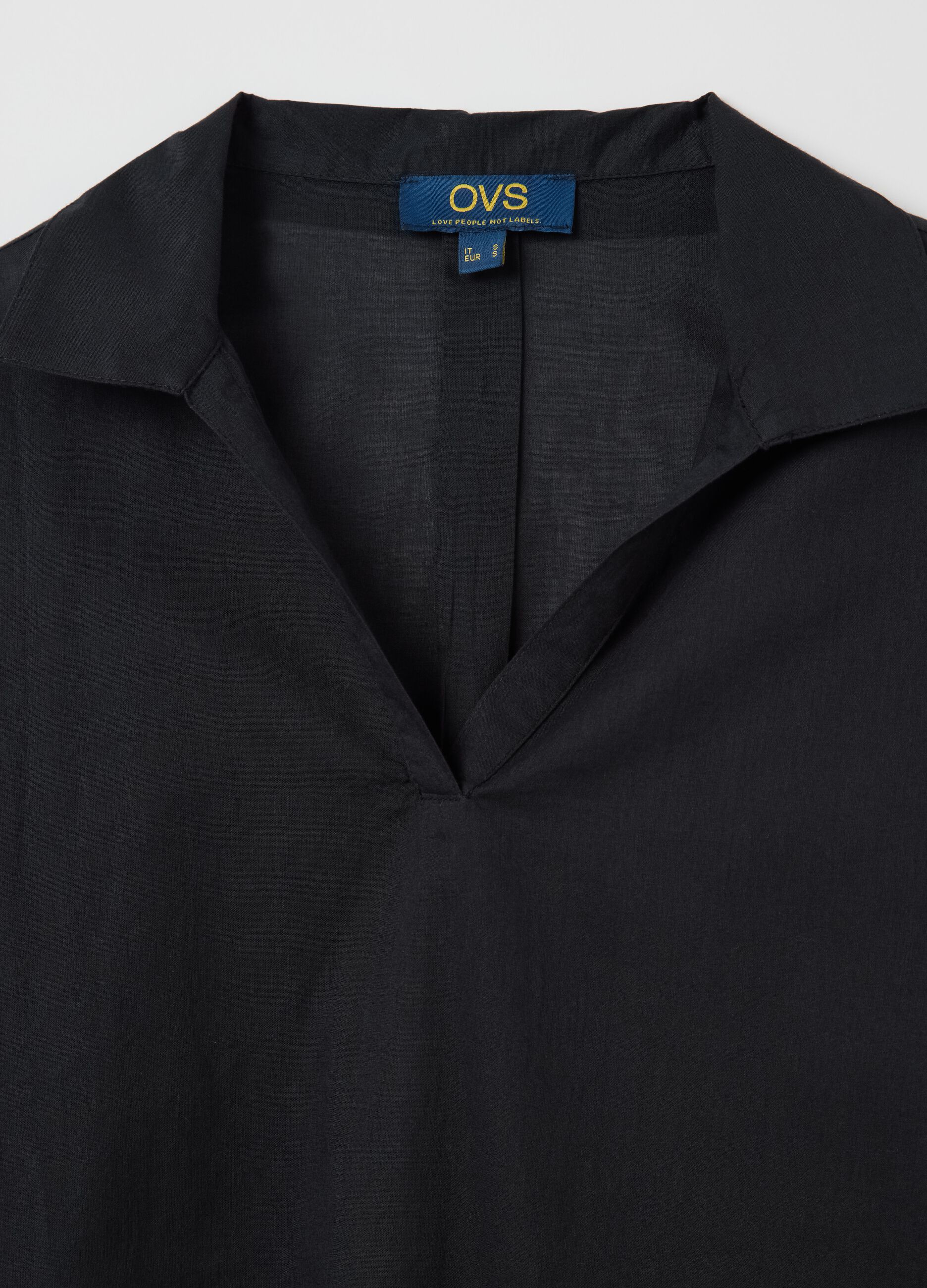 Copricostume da donna in puro cotone nero regular fit