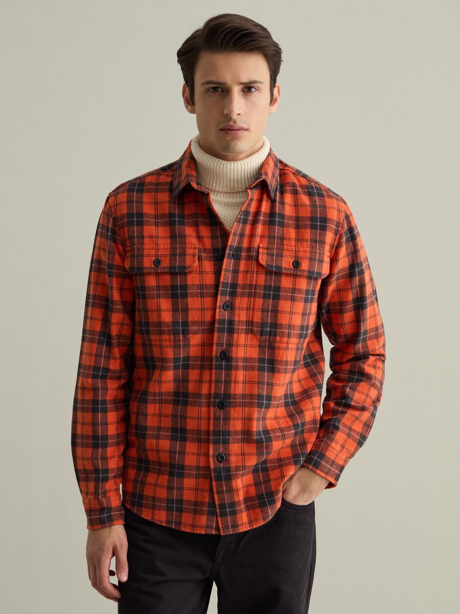 Check flannel shirt with pockets_0