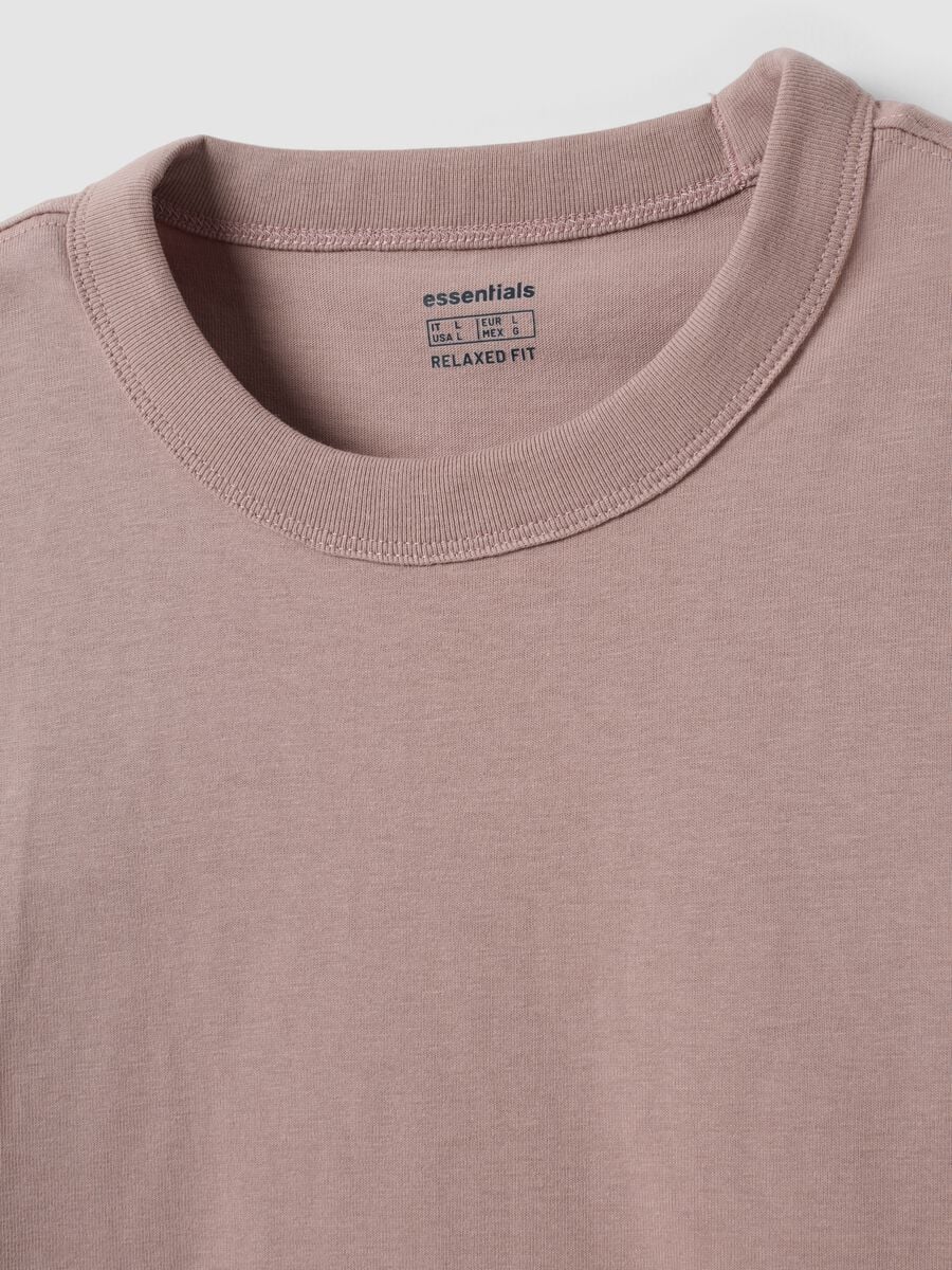 Pink pure cotton crew-neck T-shirt, relaxed fit_5