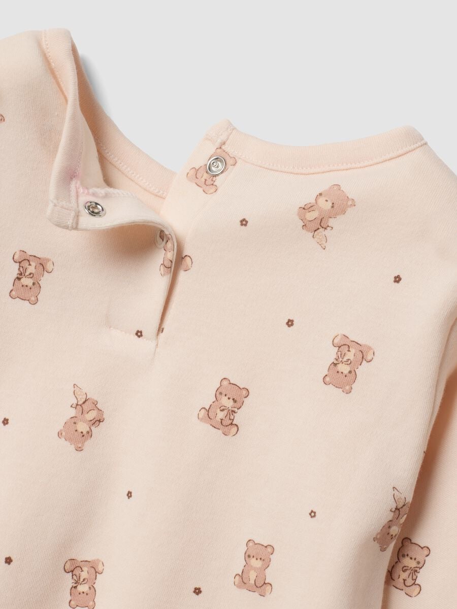 Pigiama rosa e marrone in puro cotone organico a girocollo per neonata_3