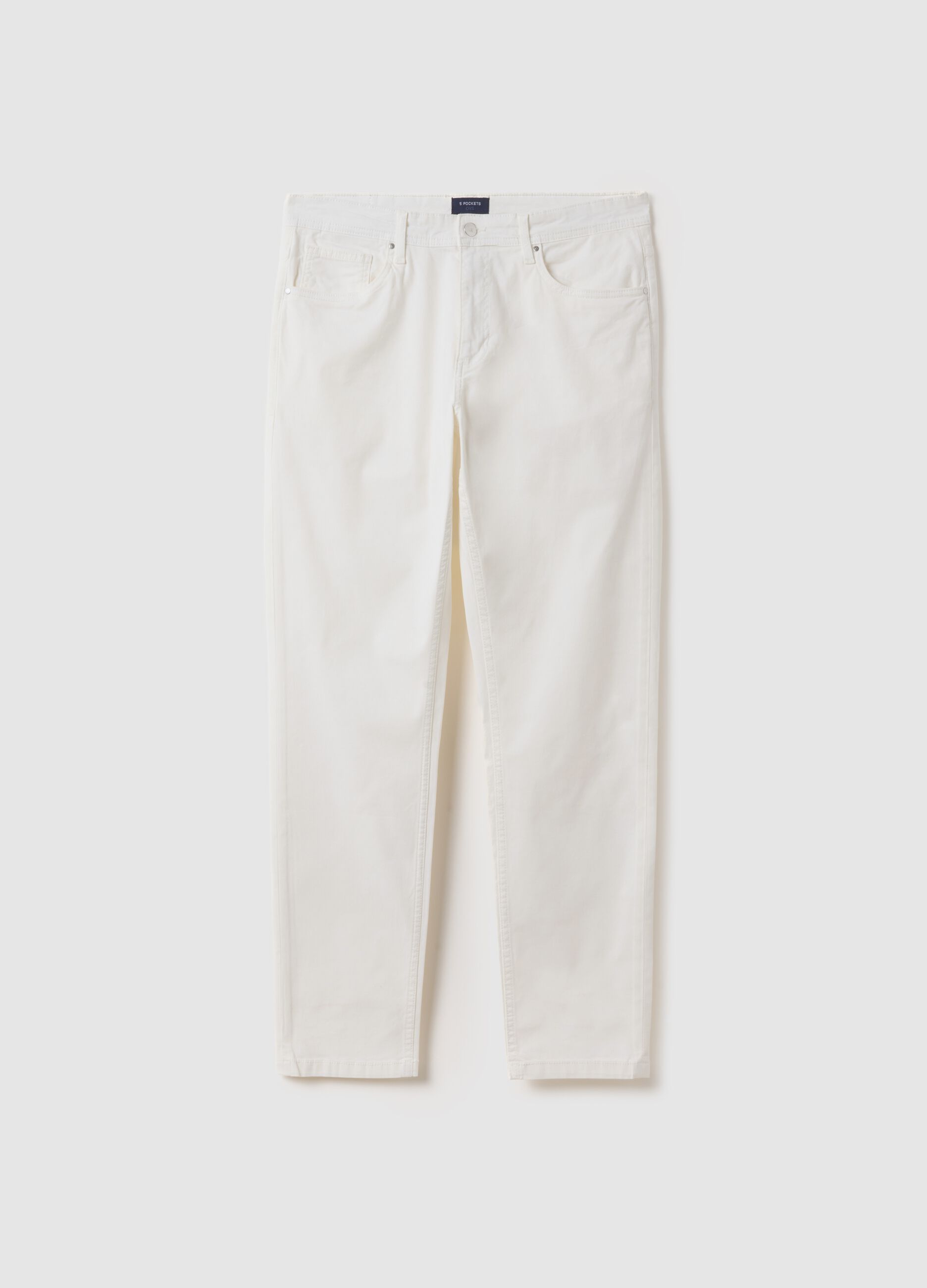 Slim fit white cotton stretch trousers