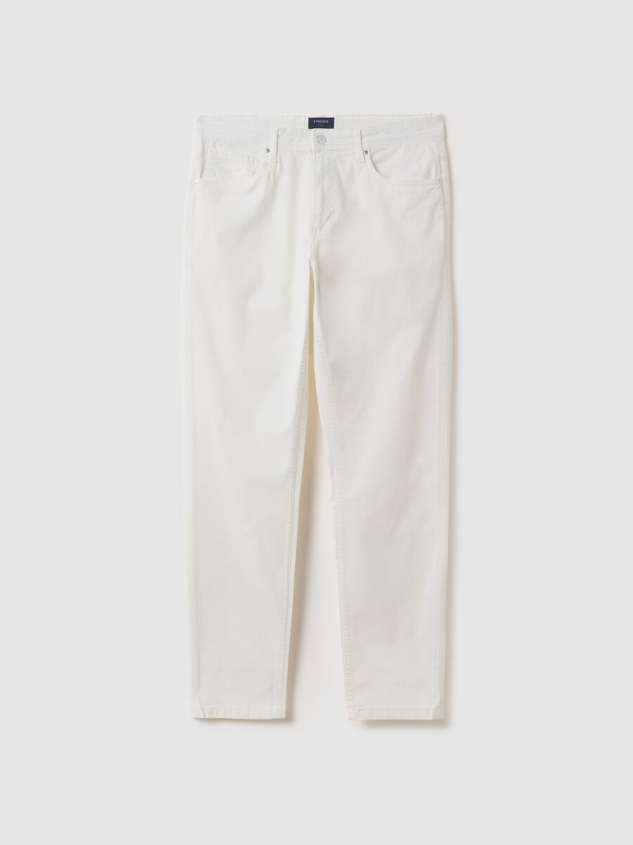 Pantaloni bianco in cotone elasticizzato slim fit_5