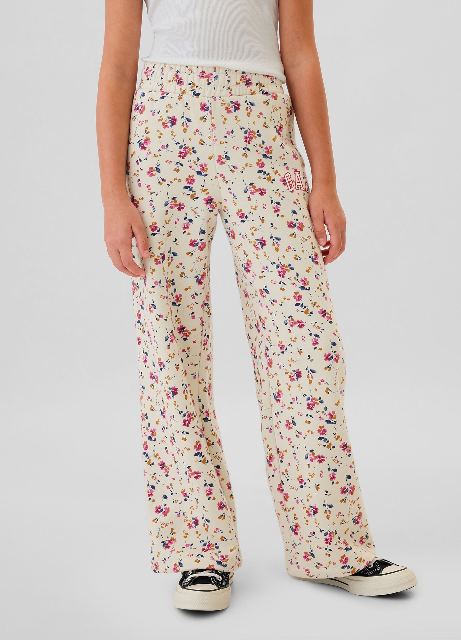 Wide-leg joggers with logo embroidery
