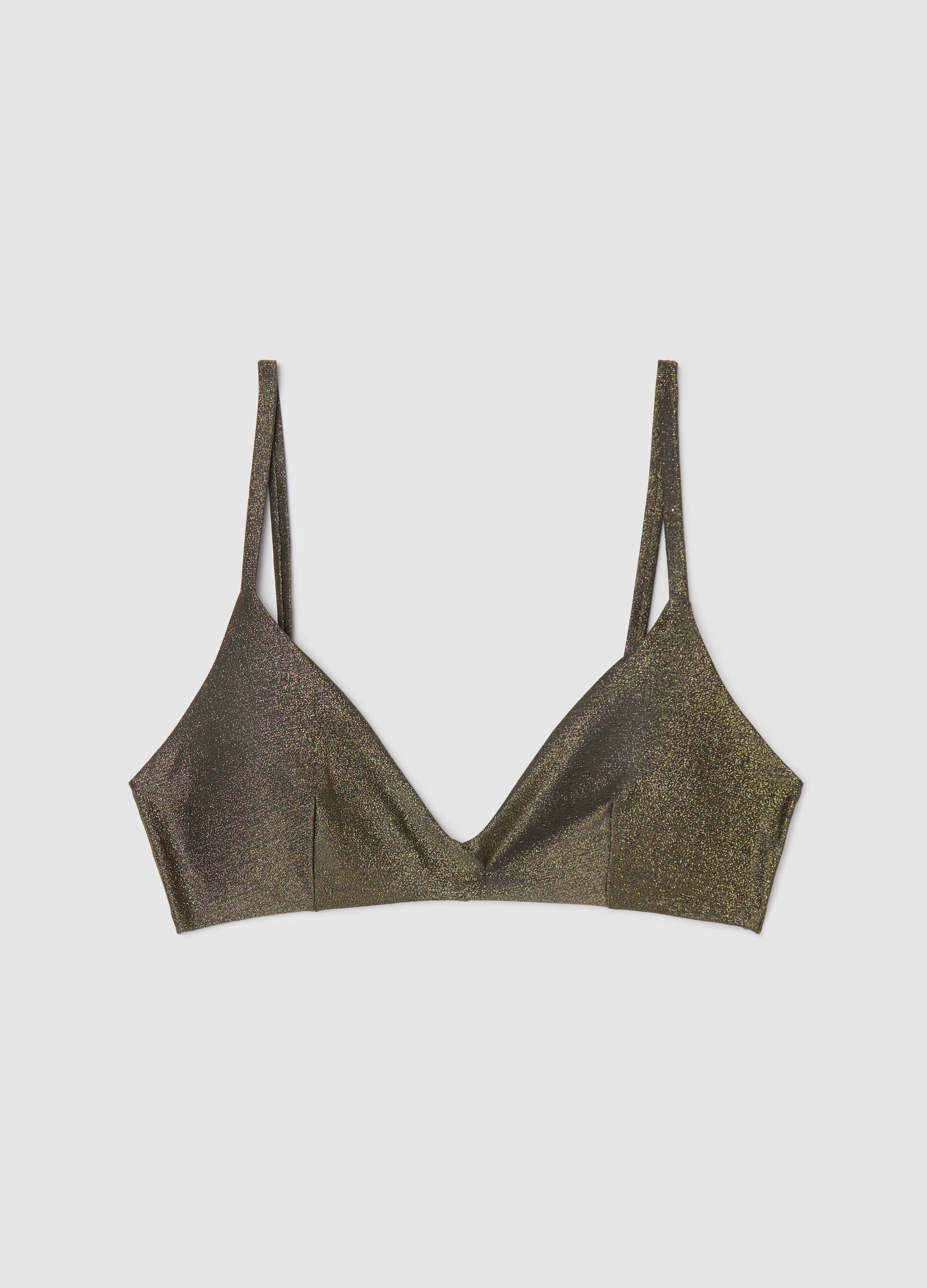 Green lycra bikini bralette with lurex