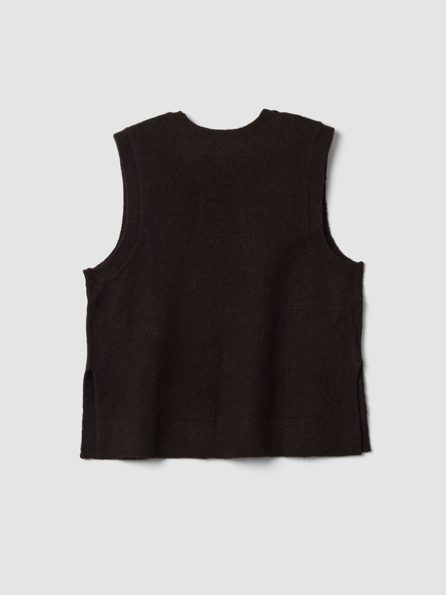 Brown wool-blend crew-neck gilet_2