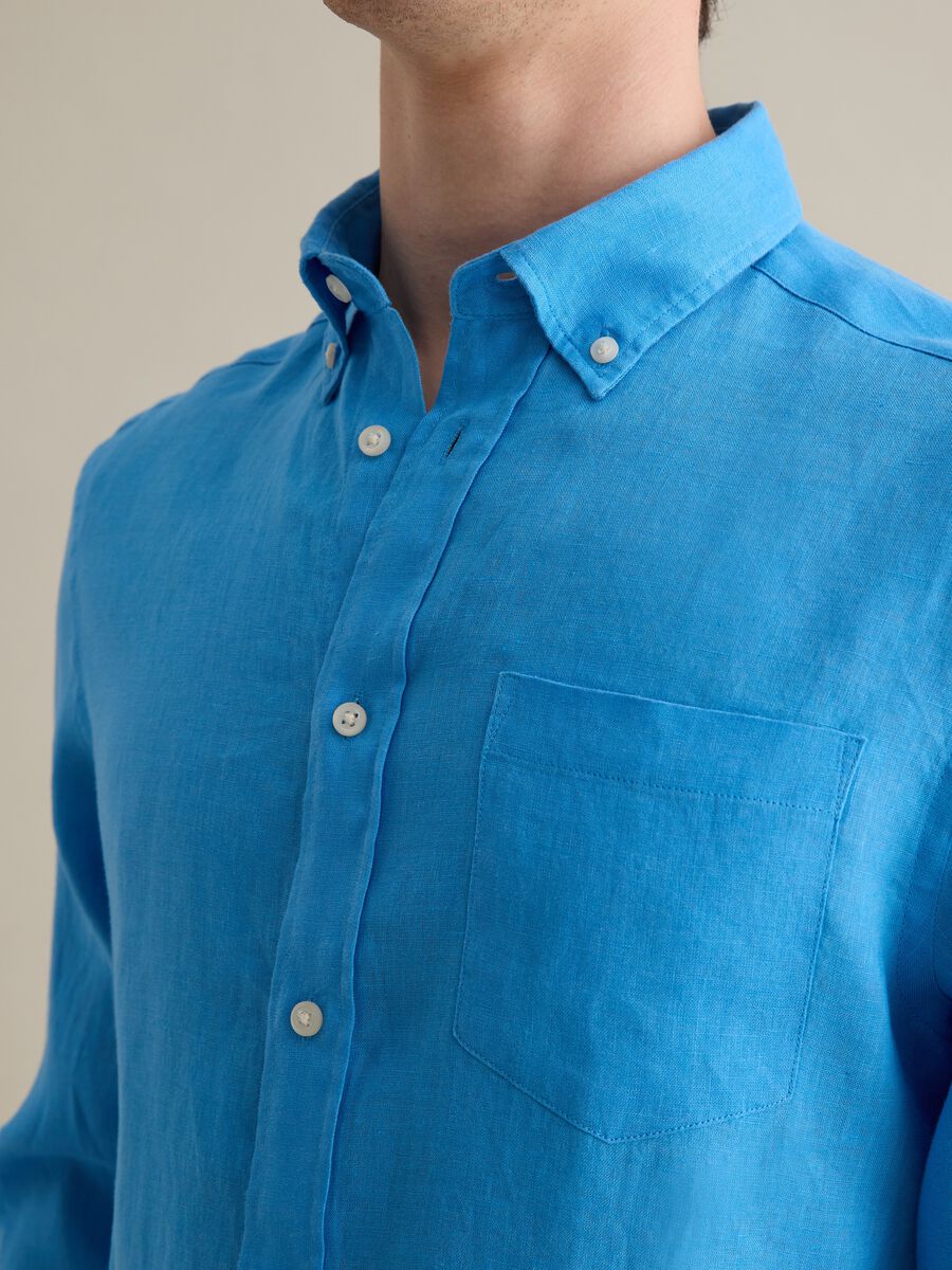 Sky blue pure linen shirt_2