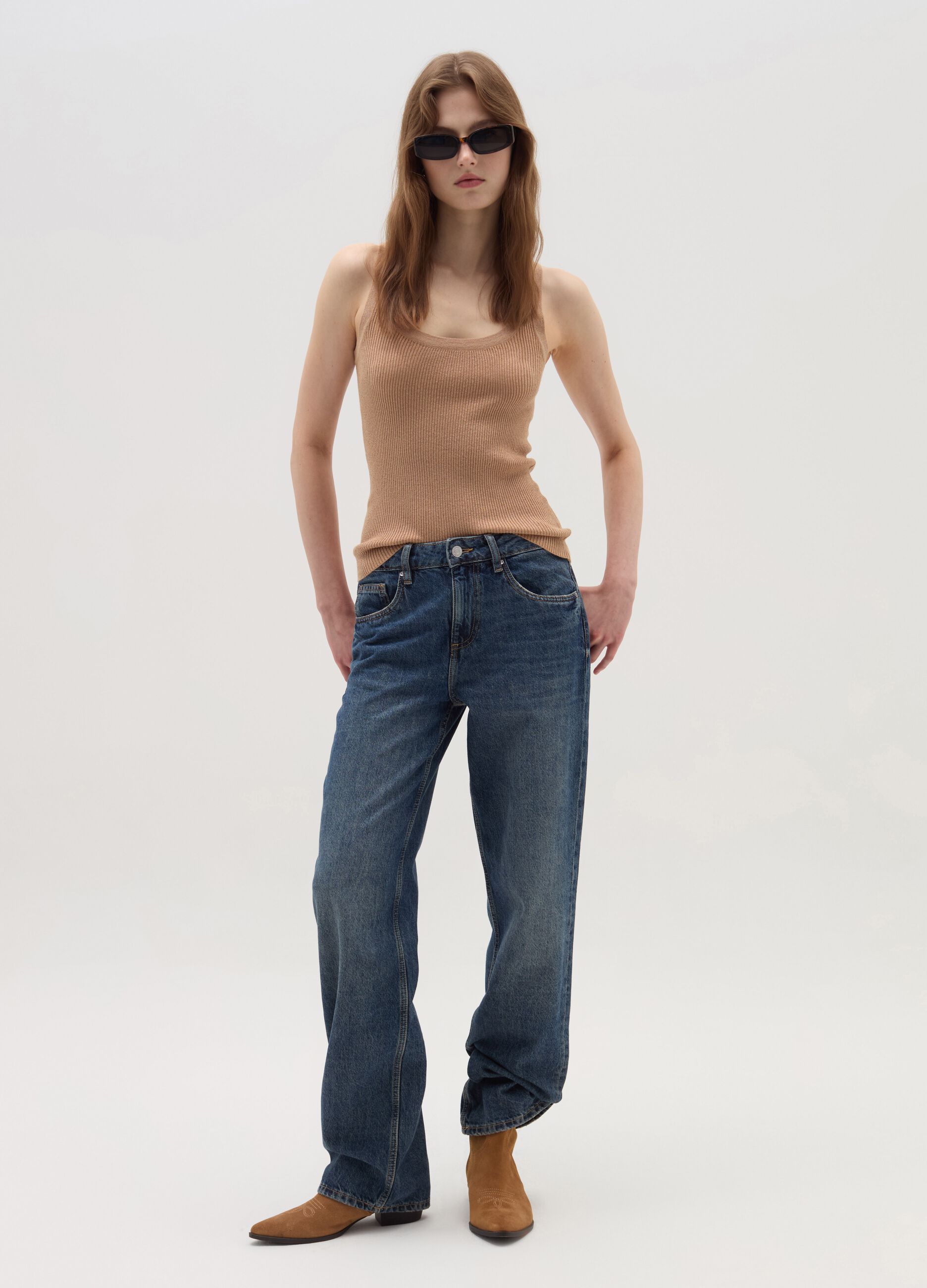 OVS Tank top a costine con lurex