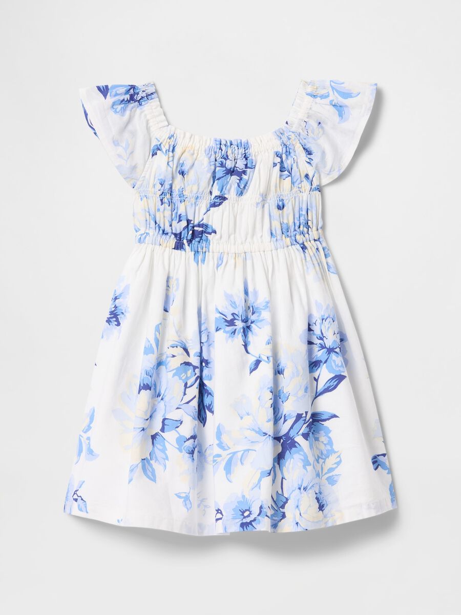 Summer dress with white and blue floral print_1