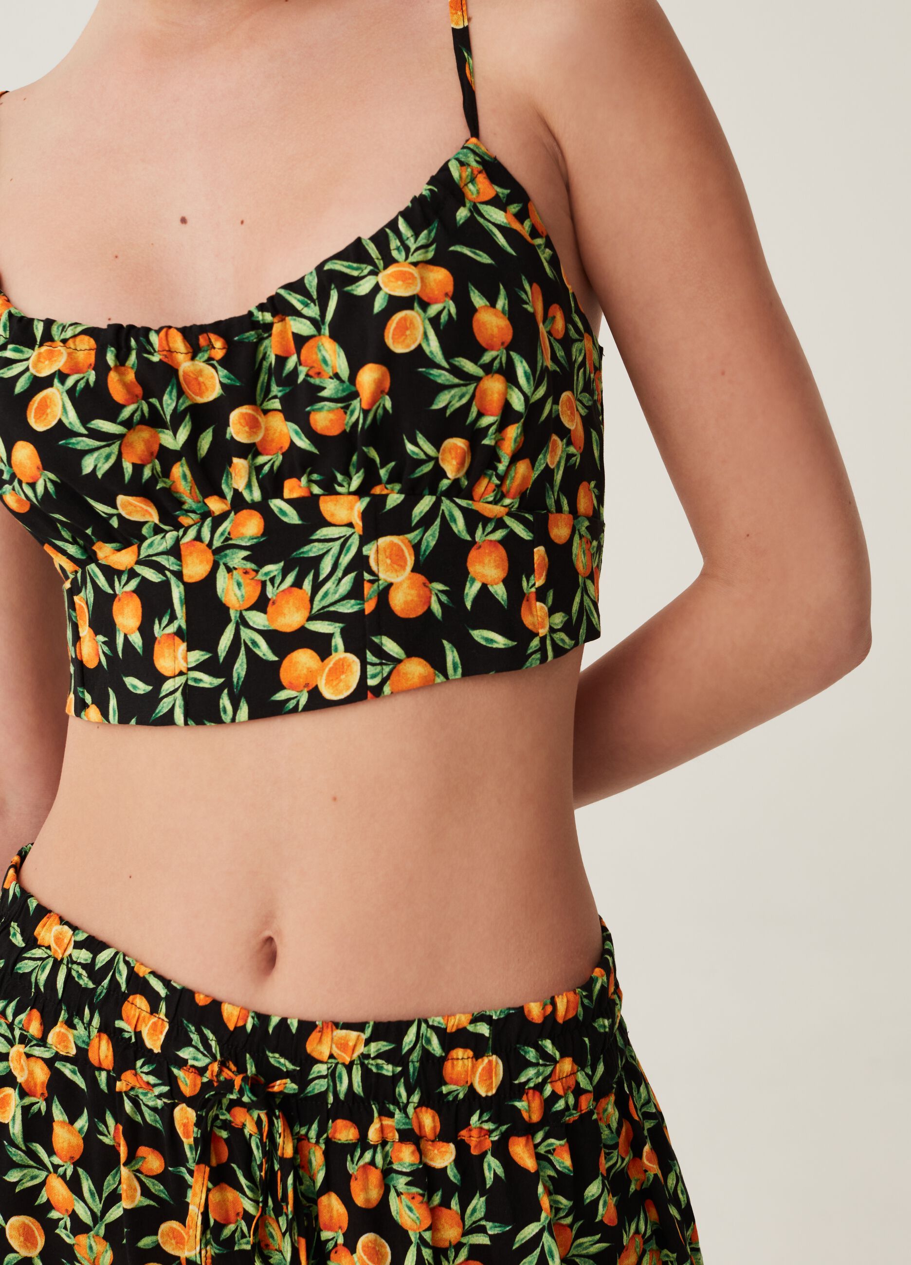 Crop top a corsetto stampa all-over Baby Angel_3