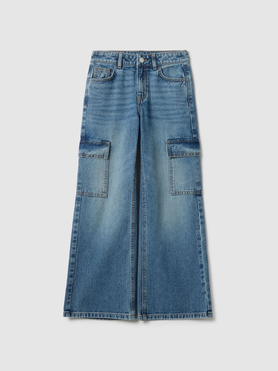 Jeans blu in puro cotone denim regular fit per ragazza_3