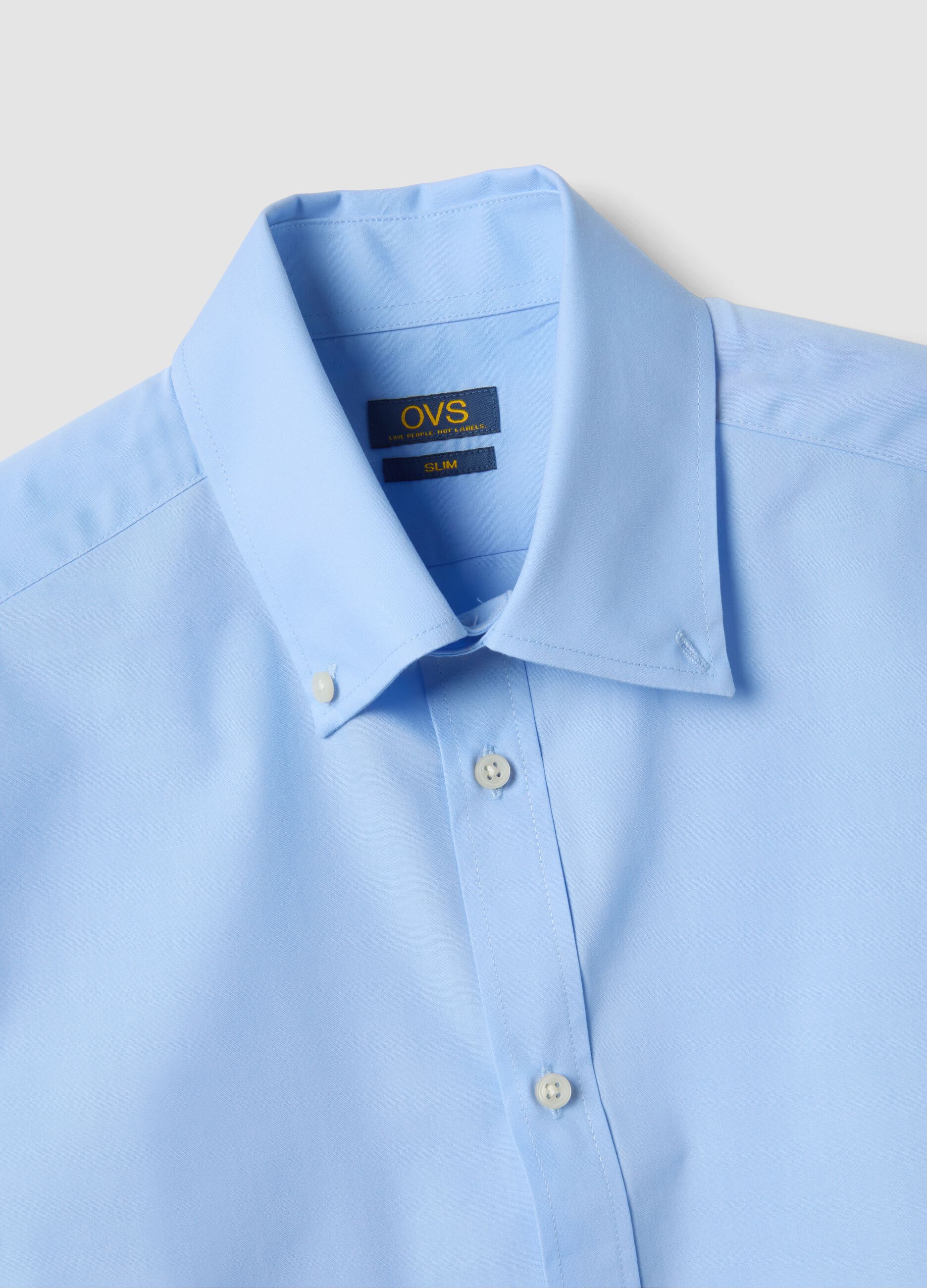 Light blue slim-fit long-sleeve button-down shirt