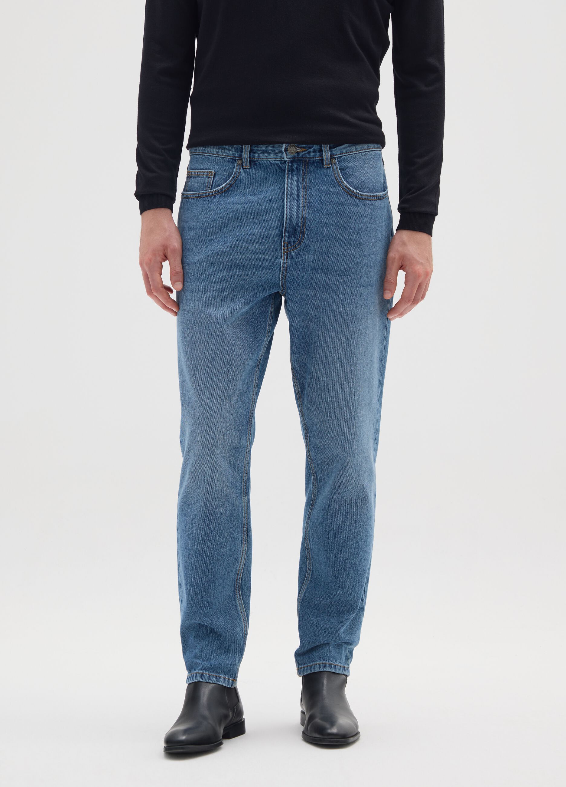 Jeans in puro cotone denim regular tapered