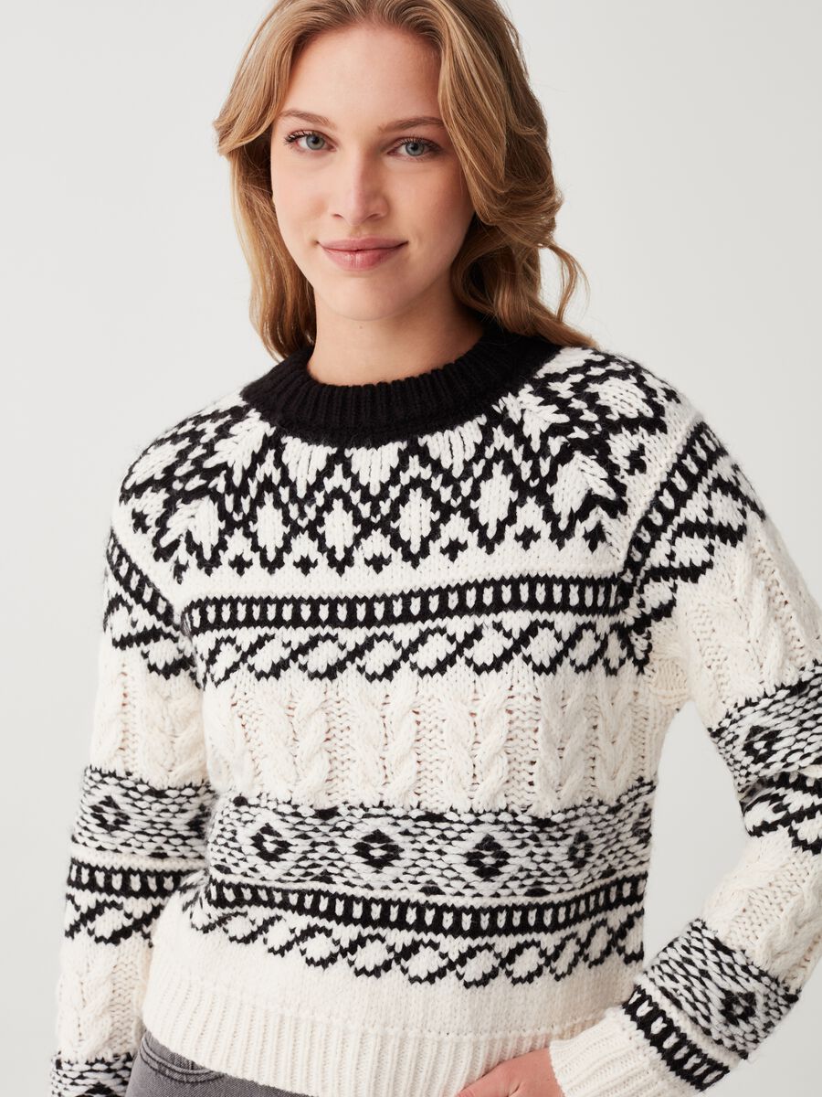 Pullover con disegno norvegese jacquard_1