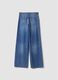 Jeans blu wide leg a vita alta in puro cotone_7