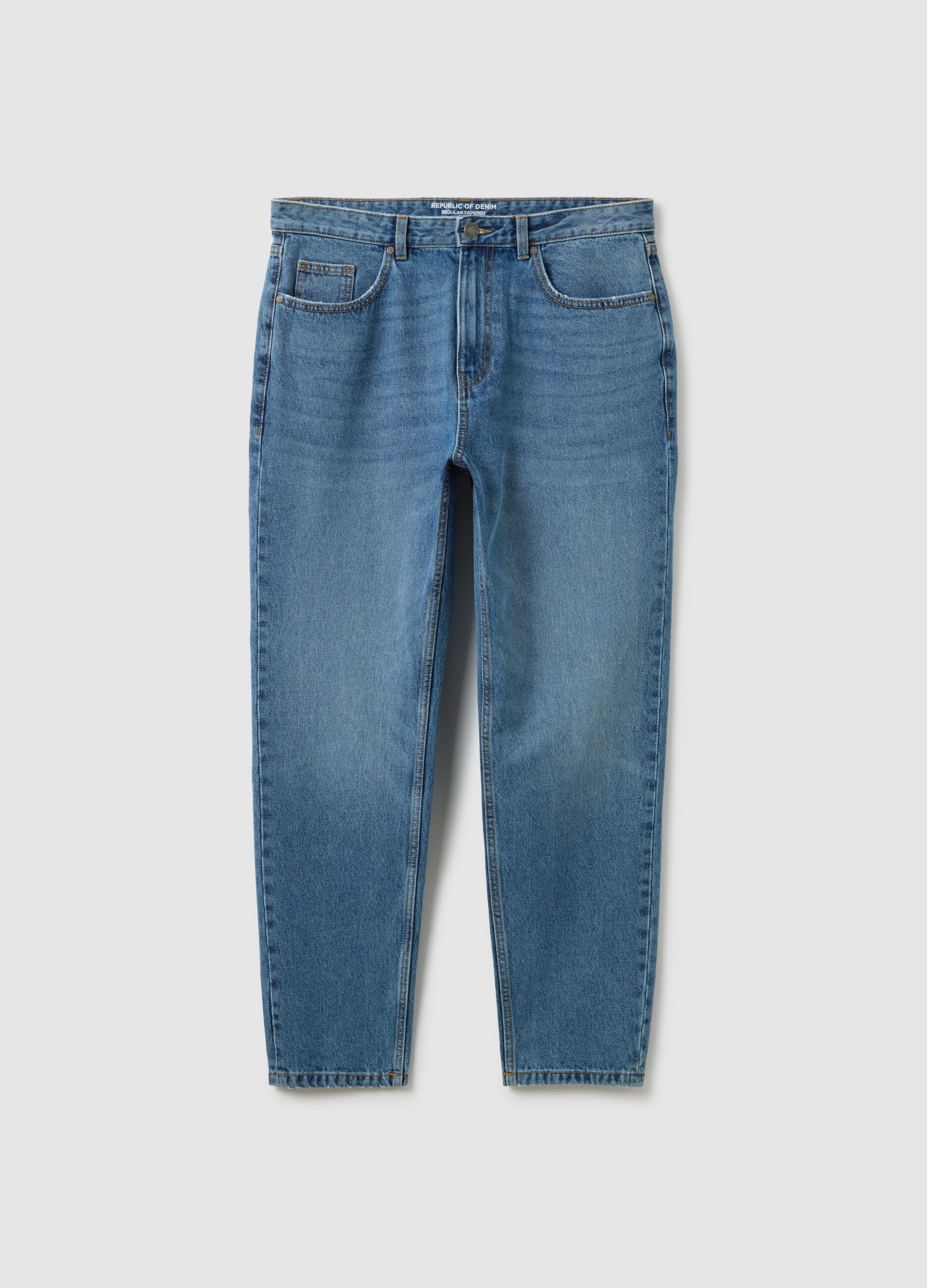 Jeans in puro cotone denim regular tapered