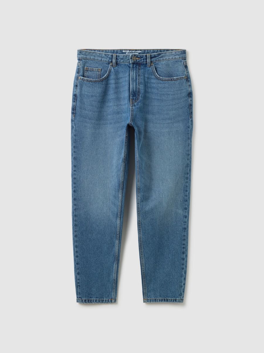 Jeans in puro cotone denim regular tapered_0