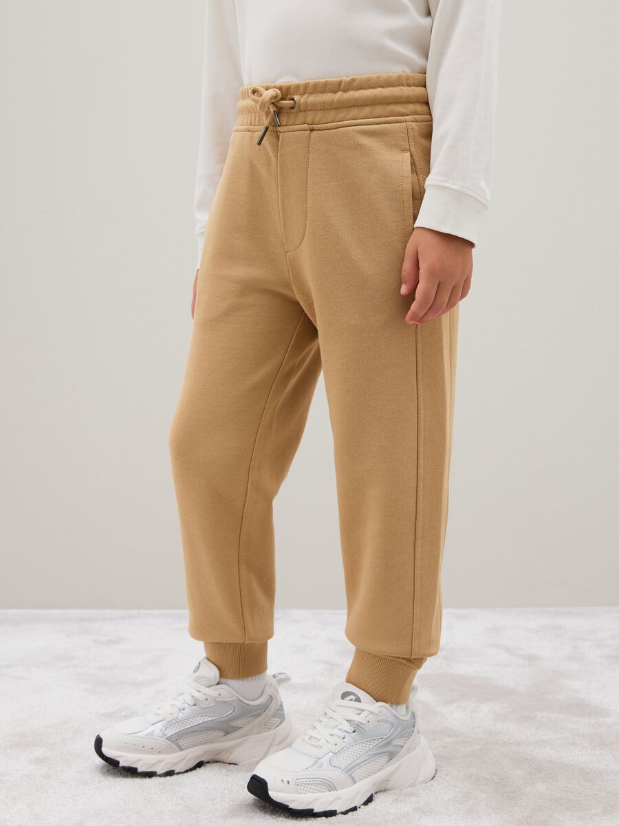 Children's trousers in pure beige cotton regular fit_3