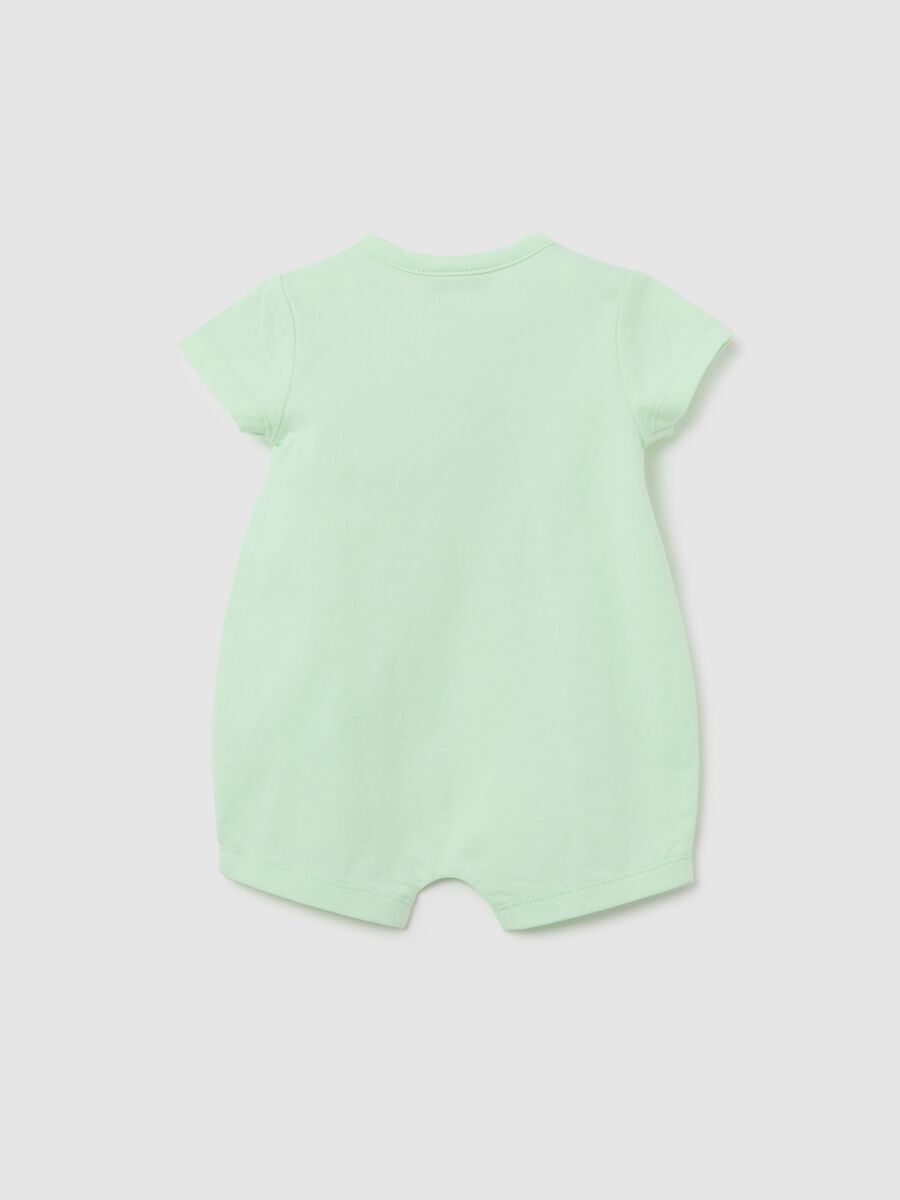 Short green onesie with hippopotamus print_1