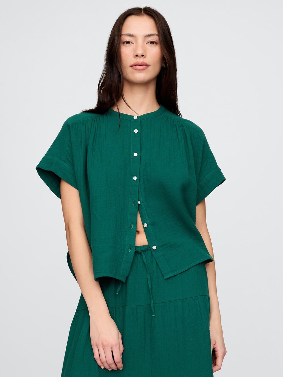 Camicia verde in cotone leggero_0