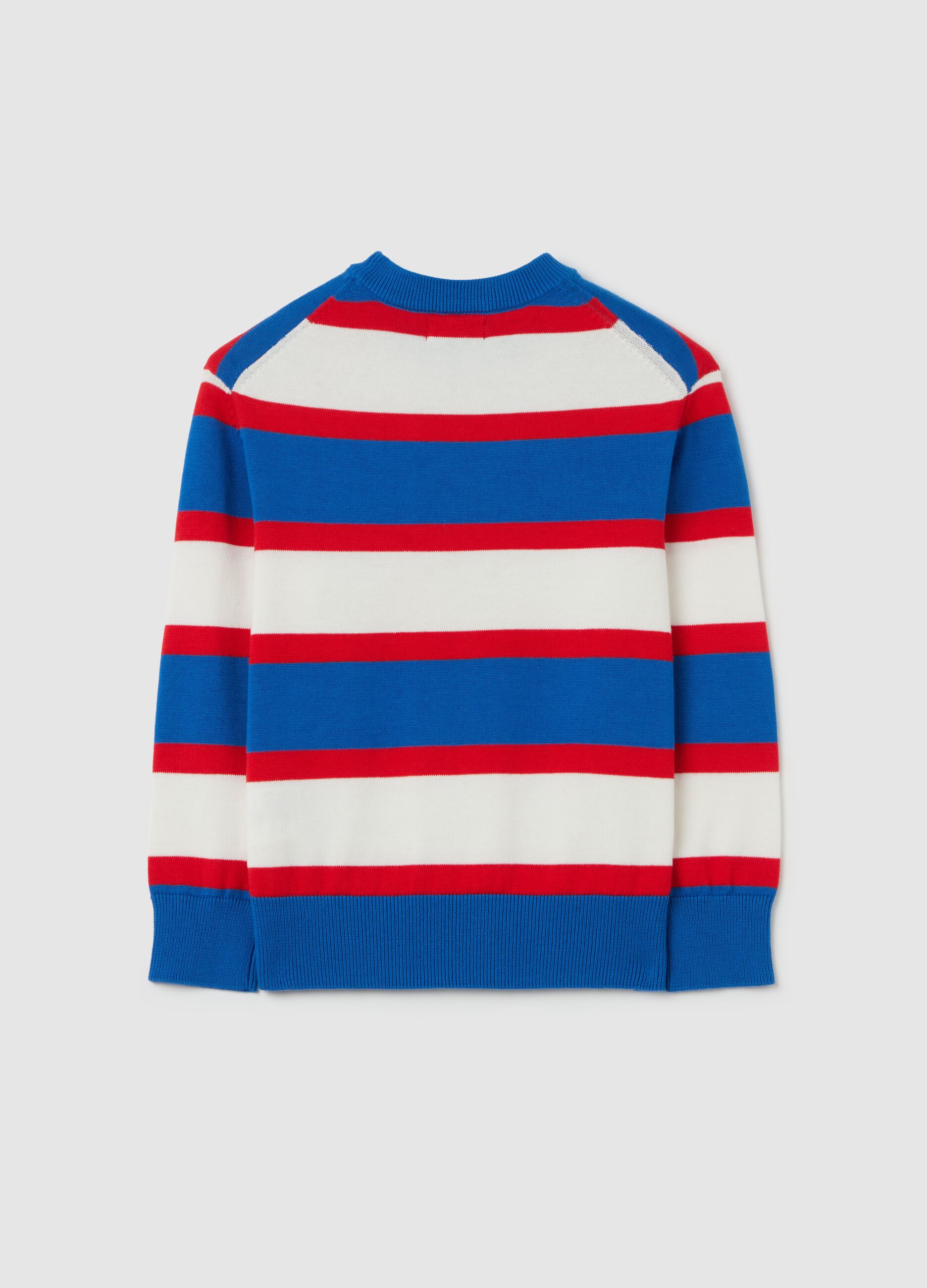 Cotton pullover with striped pattern