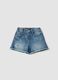 Blue cotton denim shorts for girls, regular fit, distressed details_0