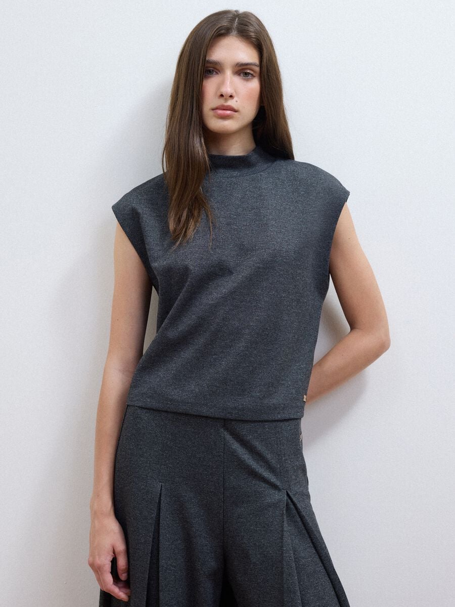 Grey stretch viscose regular-fit T-shirt_0