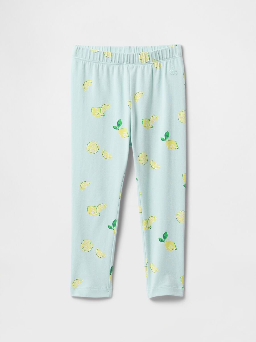 Blue Lemon Print Leggings_0