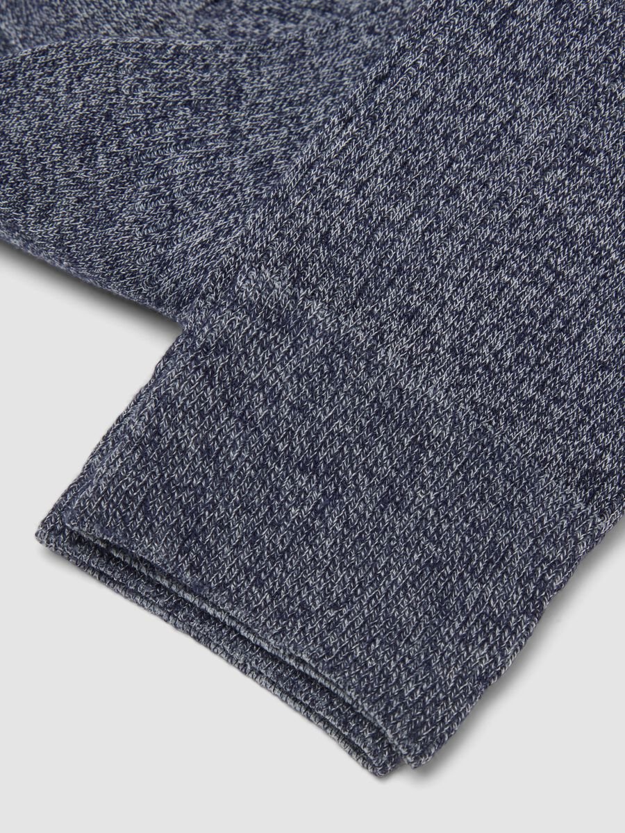 Calze blu lunghe in misto in cotone e lino elasticizzato_2