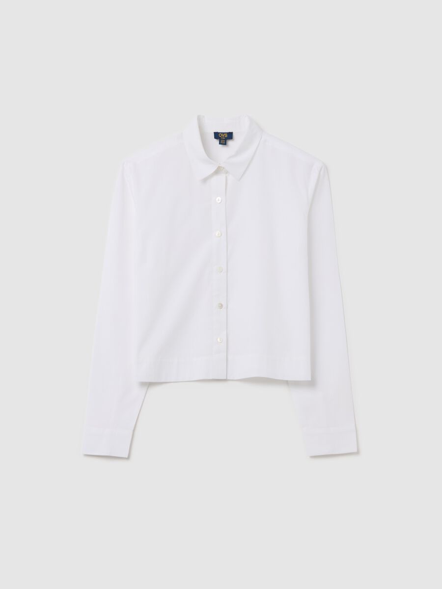 Camicia cropped fit in cotone _3