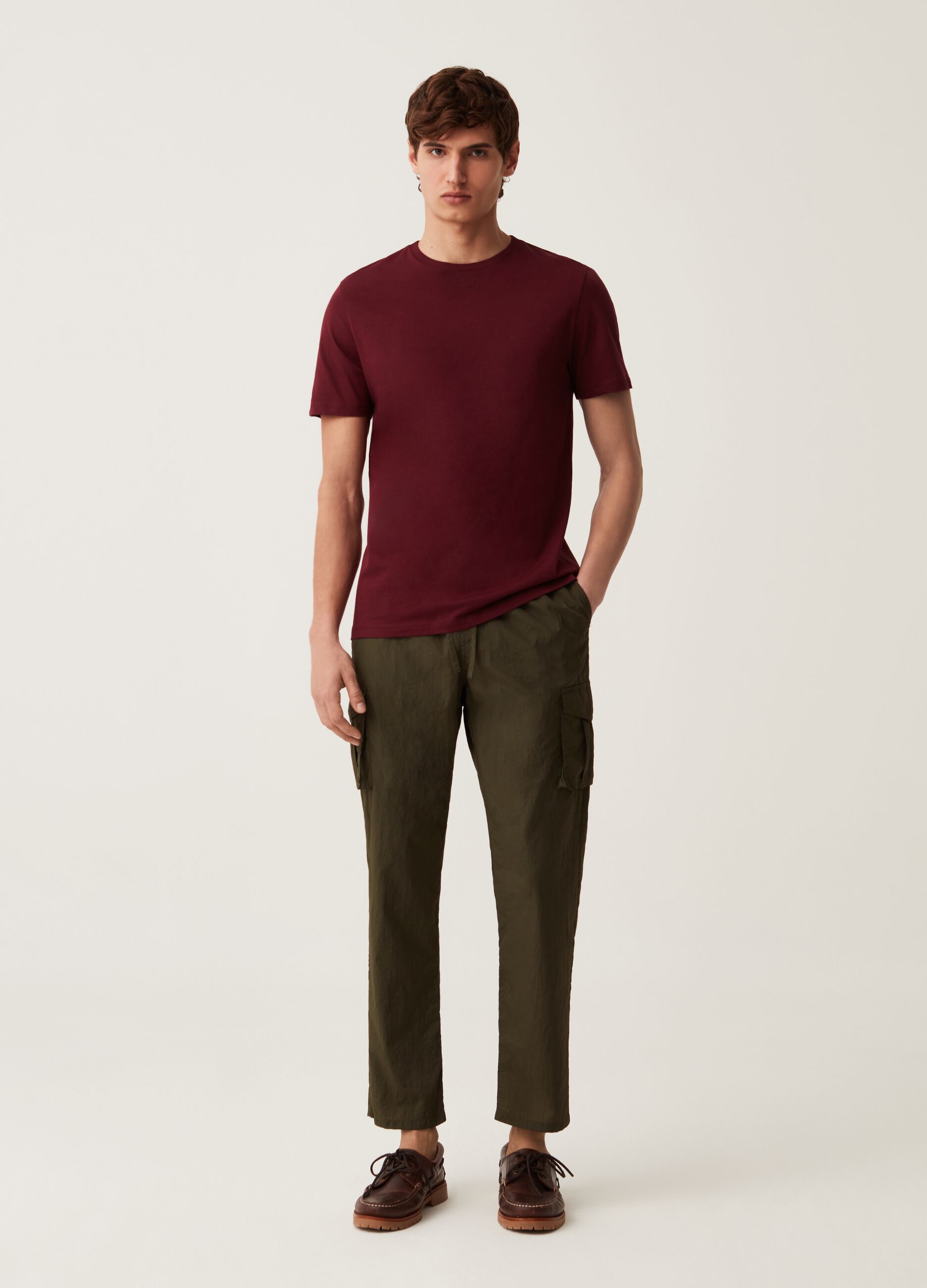 Joggers cargo in nylon con coulisse_0
