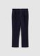 Blue regular fit cotton blend trousers_4