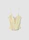 Yellow stretch cotton fitted lace top_4