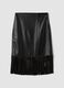 Black midi skirt with fringe hem_4