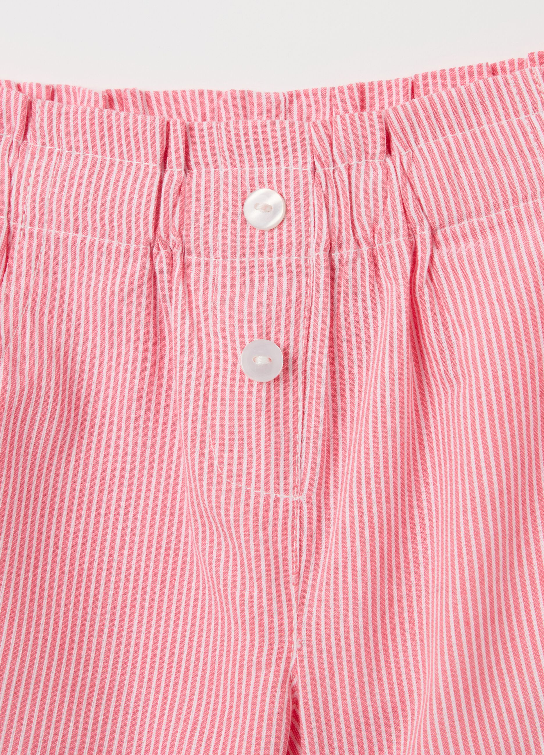 Cotton set with striped pattern and flowers embroidery