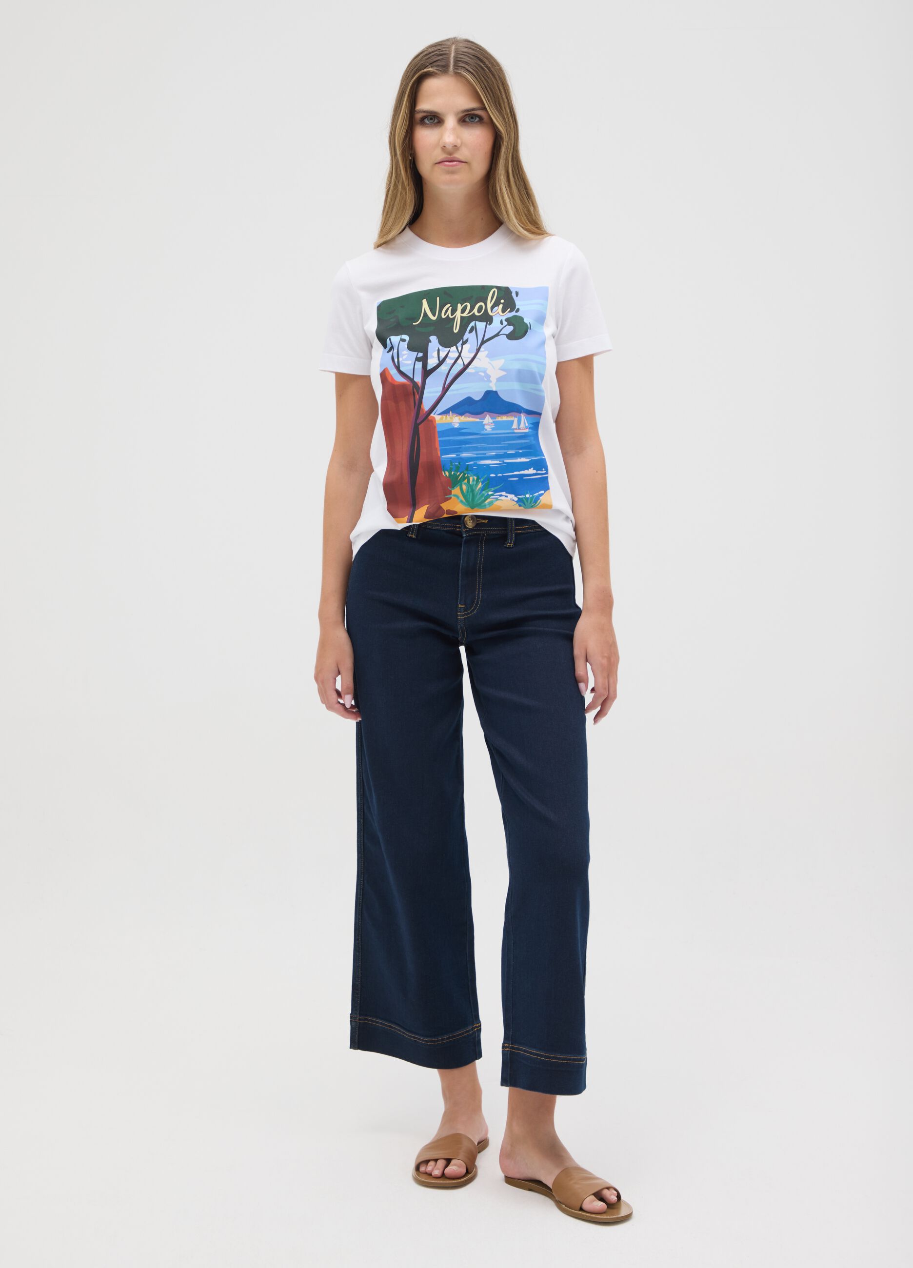 Women's pure cotton white T-shirt