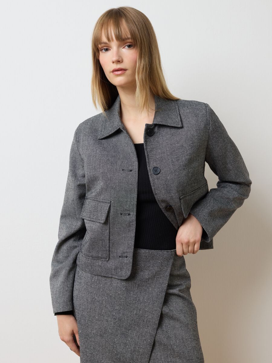 Blazer in misto lana grigio regular fit_1