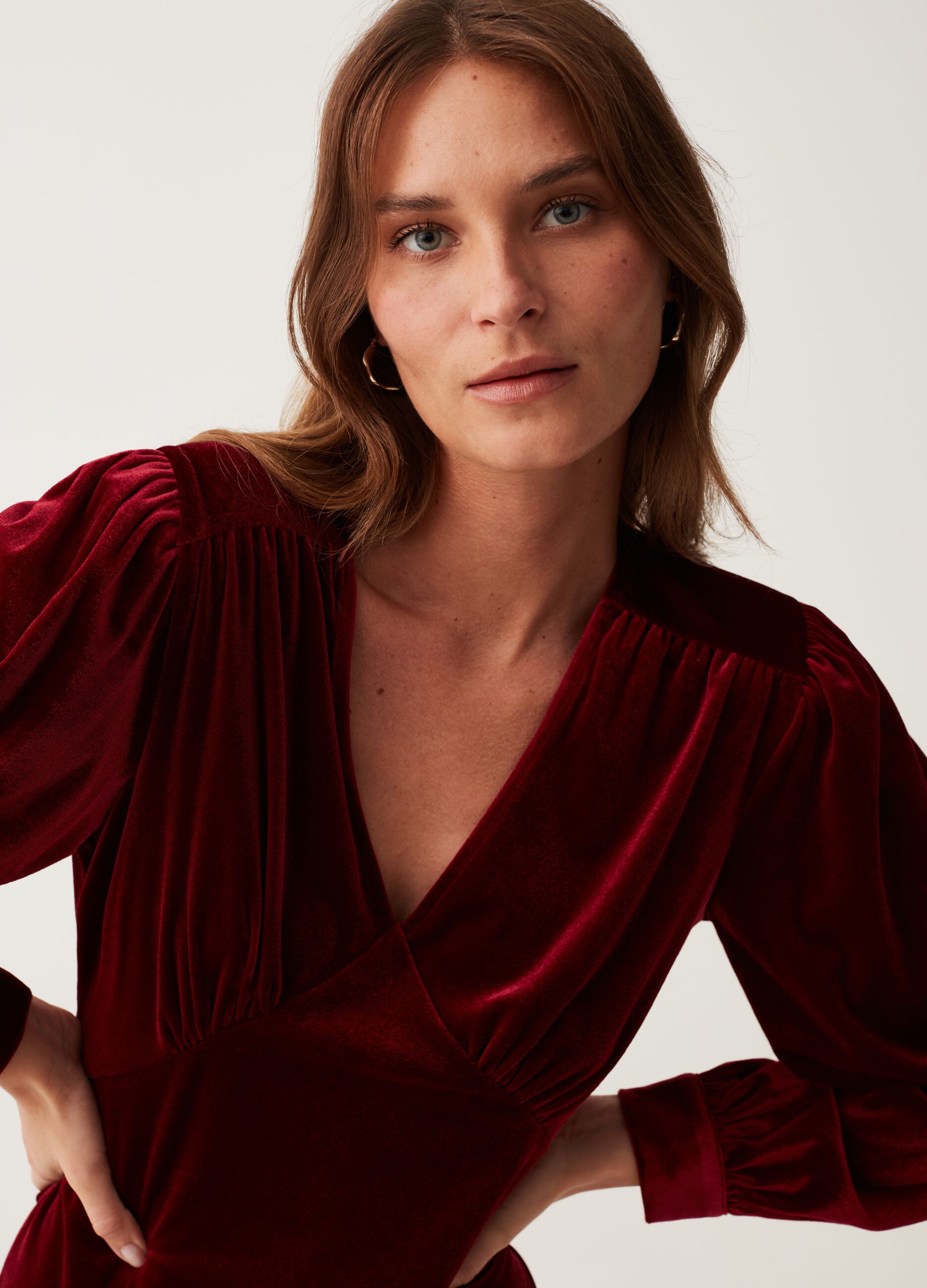 Vestito rosso velluto shop