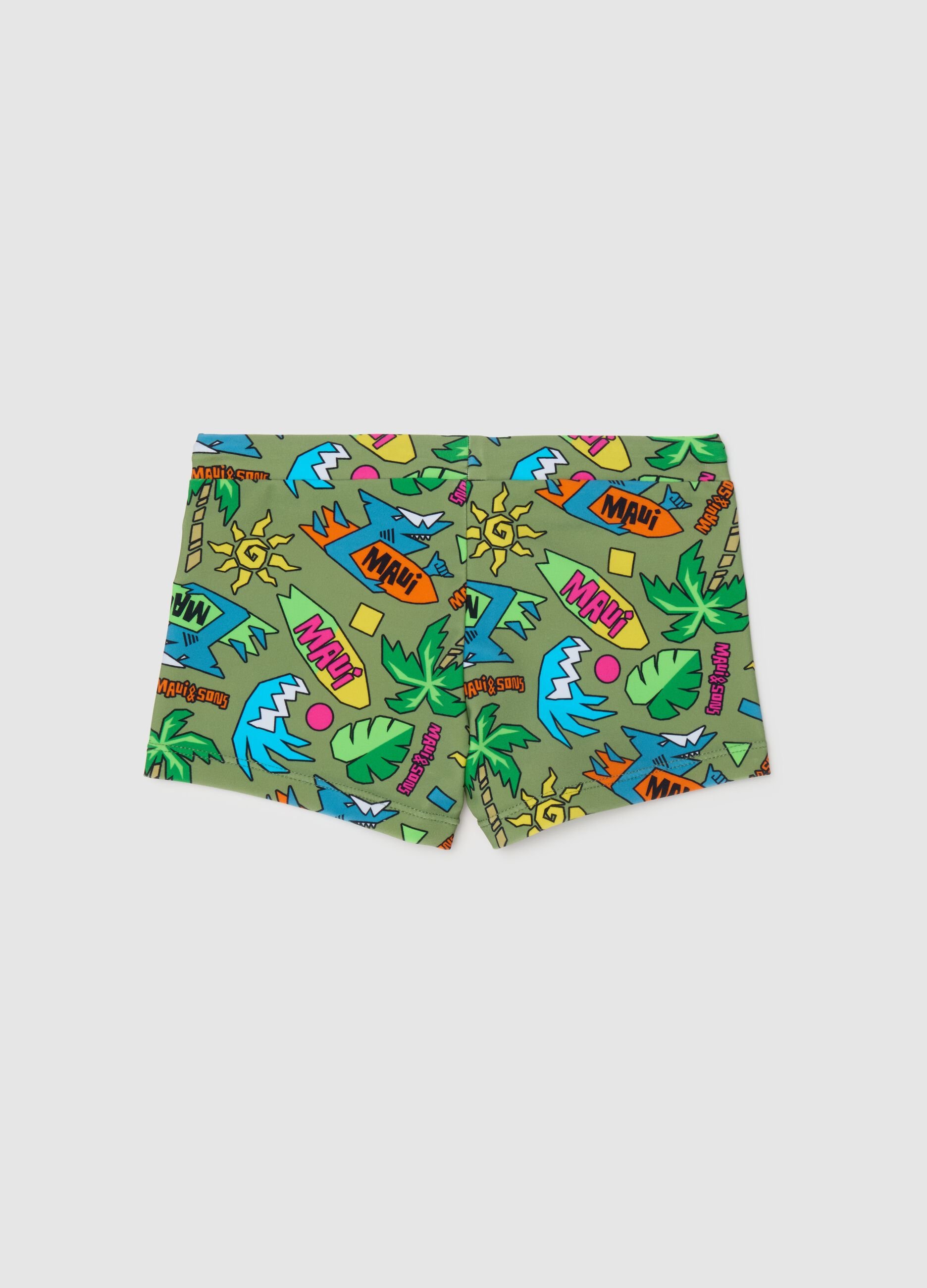 Costume mare da bambino in misto elasticizzato multicolor con fascia elastica