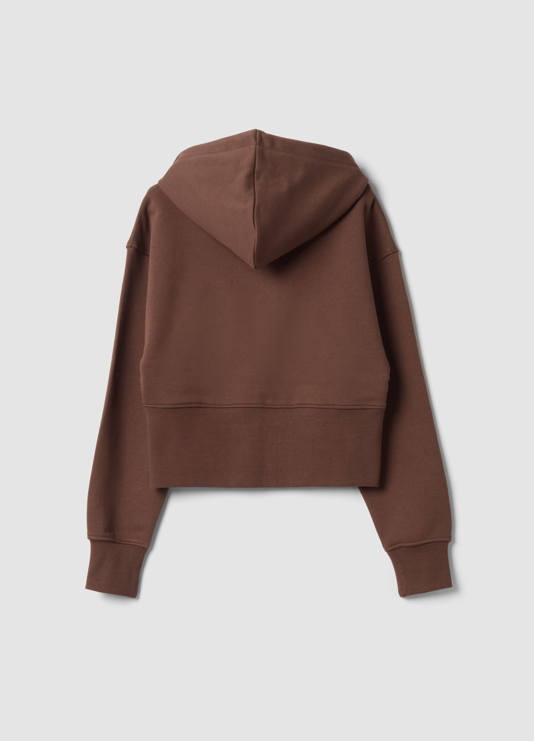 Brown fitted cotton-blend hoodie
