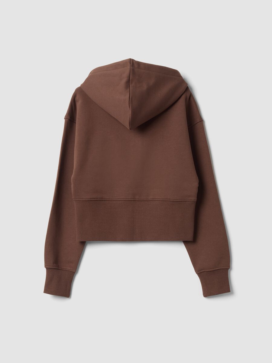 Felpa marrone in misto cotone con cappuccio fitted_2