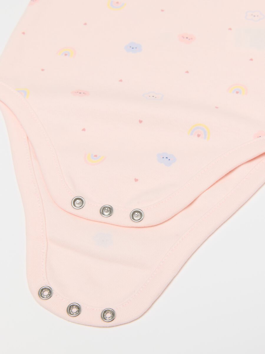 Pack of short sleeve multicolour bodysuits in pure cotton for baby girls_2