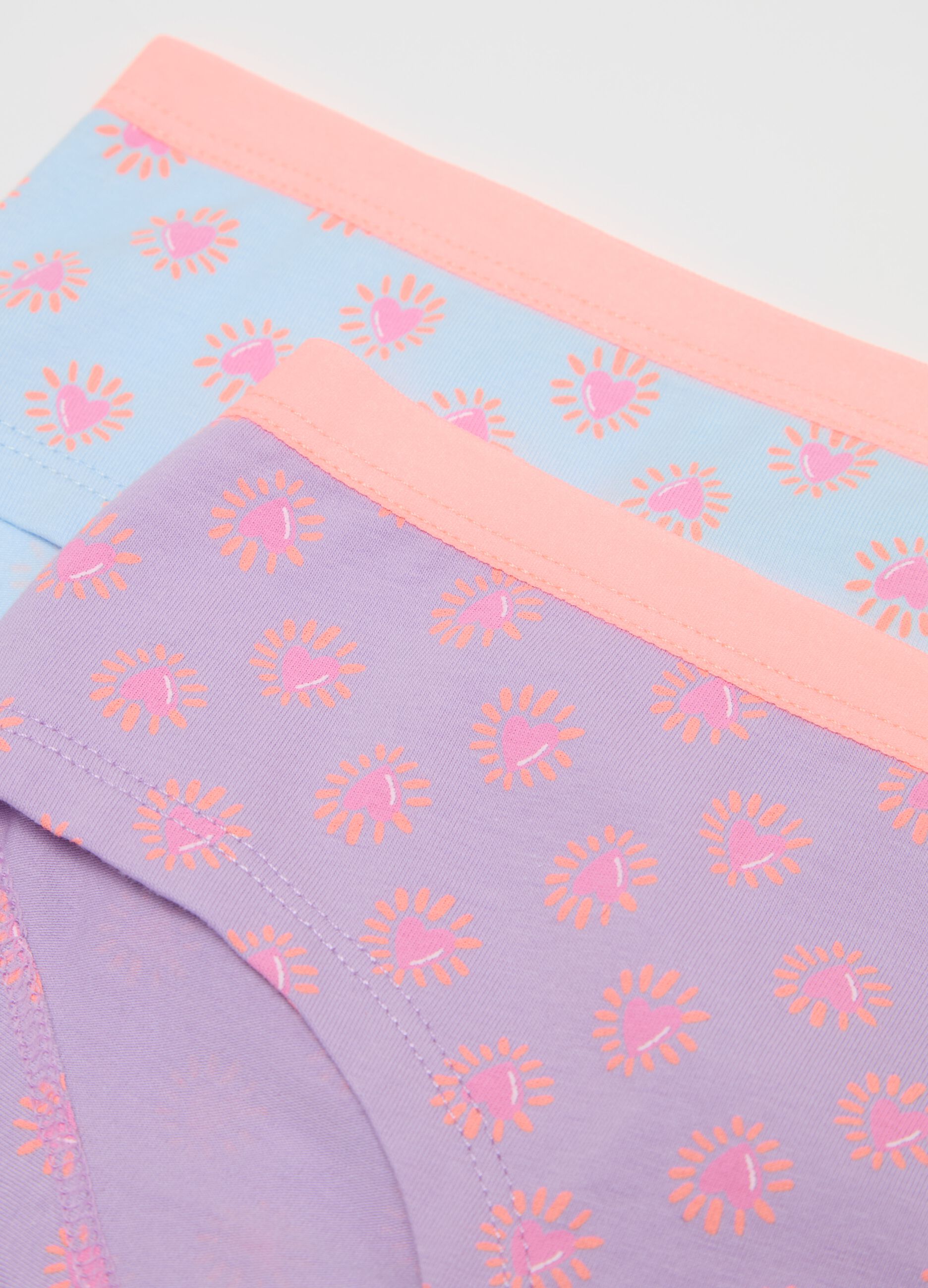 Three-pack French knickers with hearts print