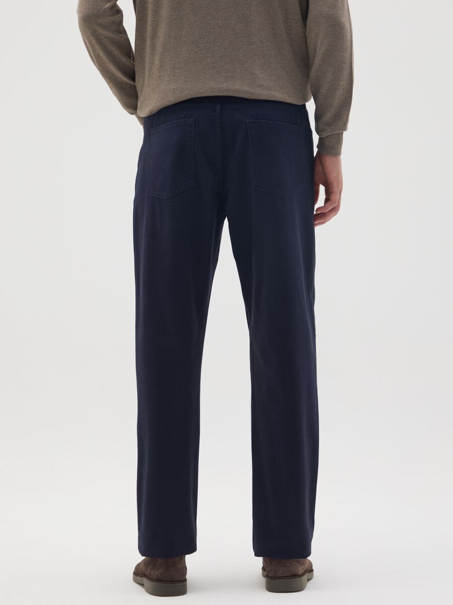Regular Fit Blue Pure Cotton Trousers_2
